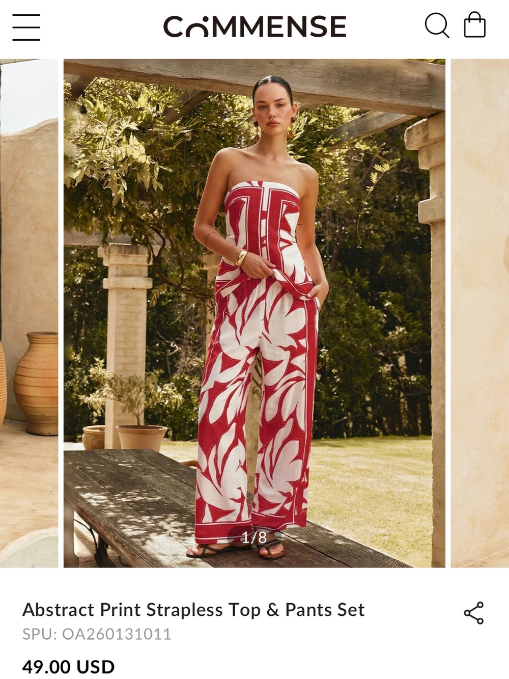 Commense Red & White Striped Two-Piece Set